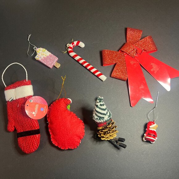 Vintage Lot of 7 Santa Claus, Snowman, Bear, Candy Cane Christmas Ornaments - Picture 7 of 7